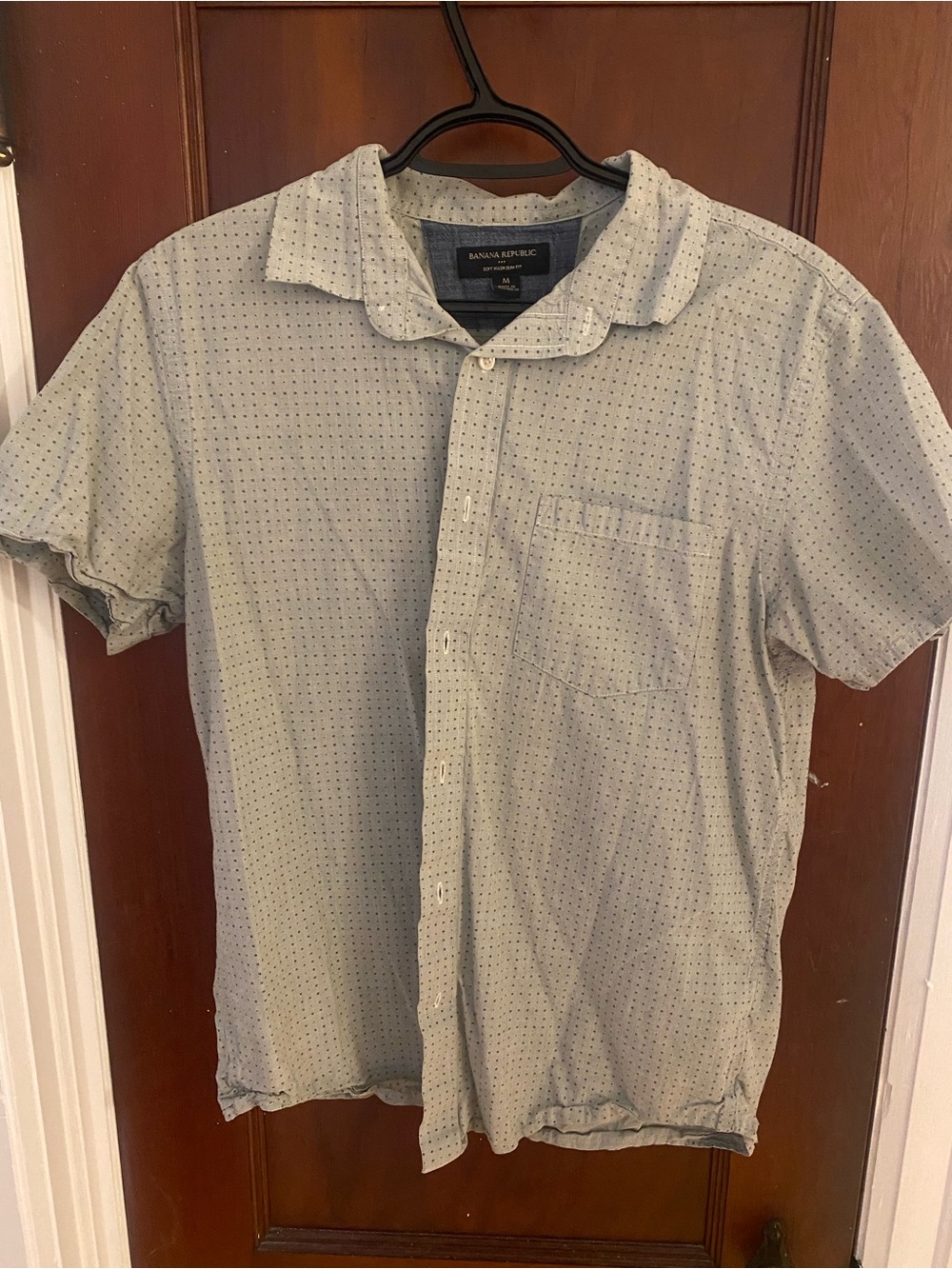Banana Republic Short-Sleeve Button-Up Shirt in green/blue